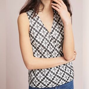 Maeve Anthropologie Coralie Wrap Top - Black & White
